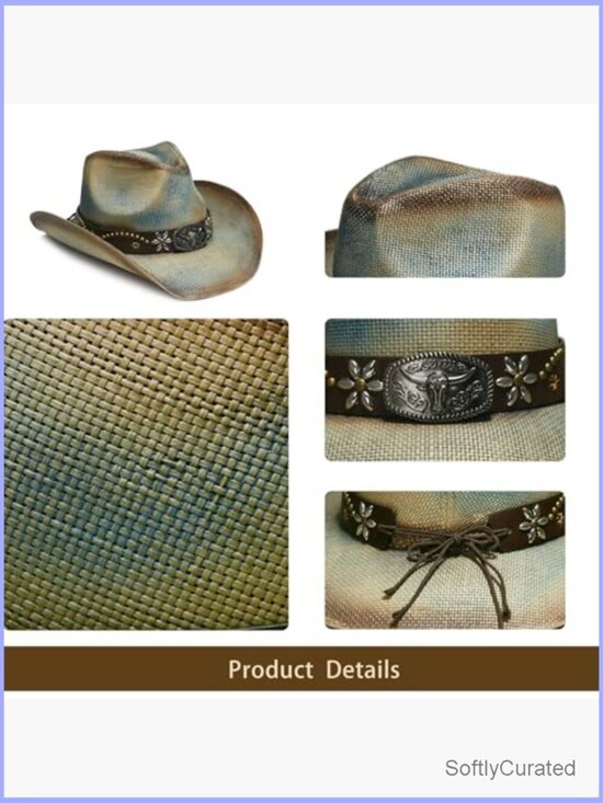 Unisex Western Straw Cowboy Hat with Decorative Band